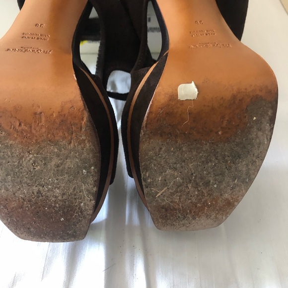 Yves Saint Laurent Dark Brown Stretch Suede Heels size 38 - Picture 5 of 6